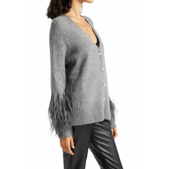 NEW CINQ A SEPT briana cardigan in medium heather grey - Picture 2 of 4